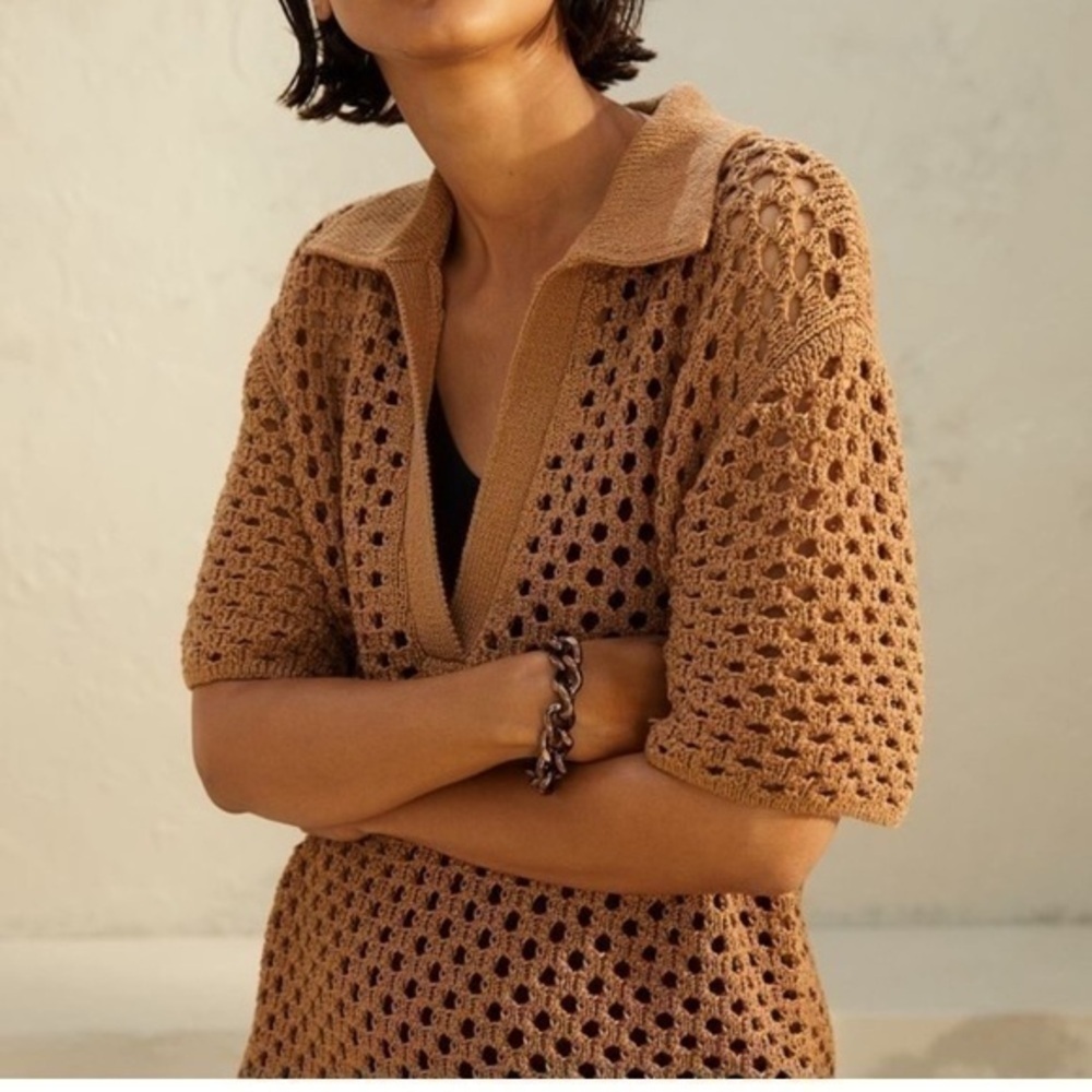 NWOT Brown Crocheted Dress - Picture 9 of 14